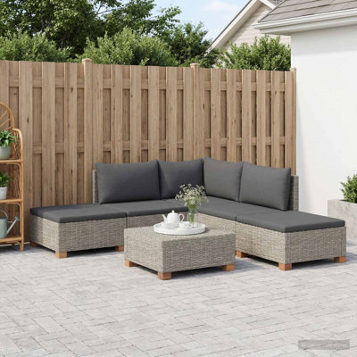  Rattan Lounge Set with Cushions GENDT 6 Piece Natural Rattan Patio Sofa