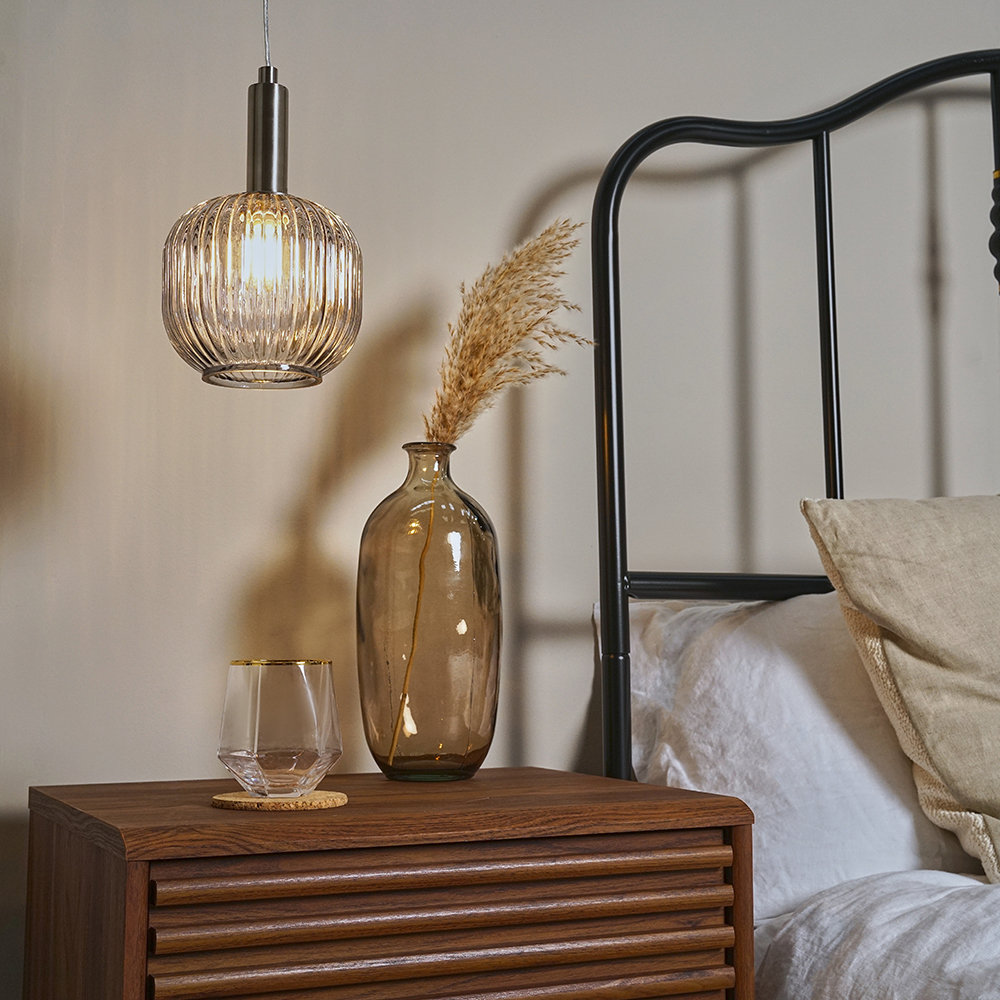 ScanMod Design Brushed Chrome Hanging Ceiling Light Fitting With