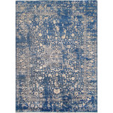 Hand Knotted Floral Area Rug in Blue / Beige