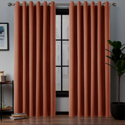 Linen Blackout Eyelet Curtains - Thermal Insulated Room Darkening Window Panels