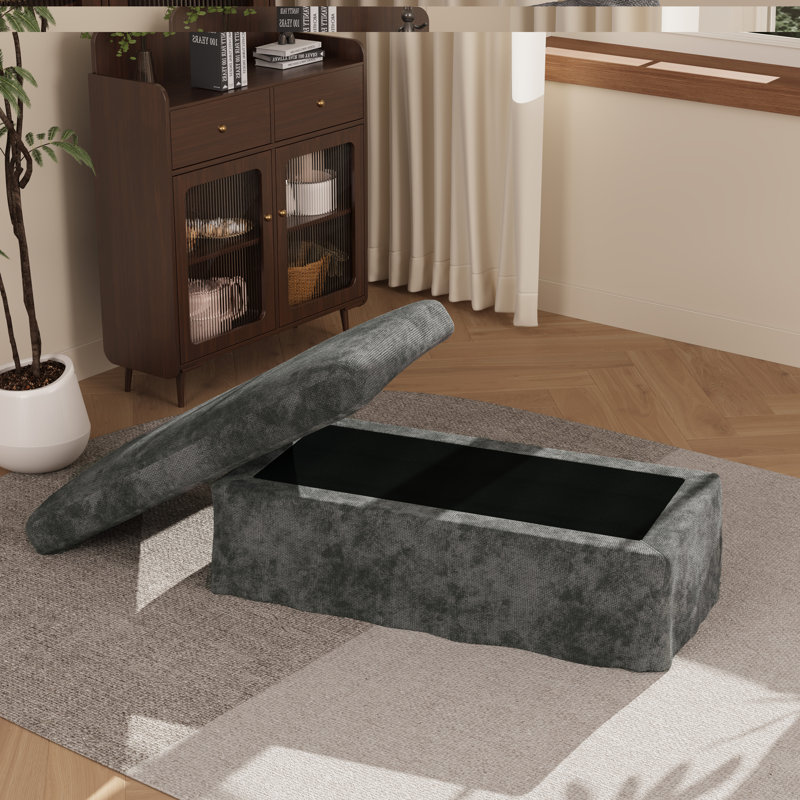 Repose-pieds 43,3 po l Chenille, Gris anthracite