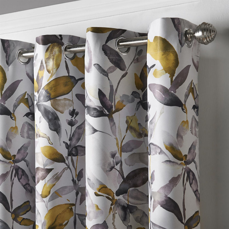 Kanab Giverny Room Darkening Eyelet Curtains, 168cm Width x 183cm Drop, Ochre