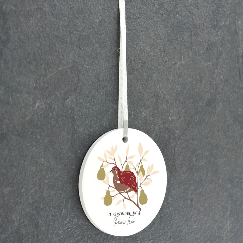 Sanson Partridge In A Pear Tree Circle Shaped Ceramic Ornament