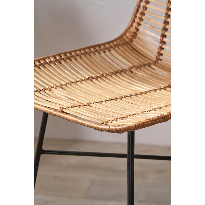 Rattan Core Counter Stool with Metal Frame, Natural