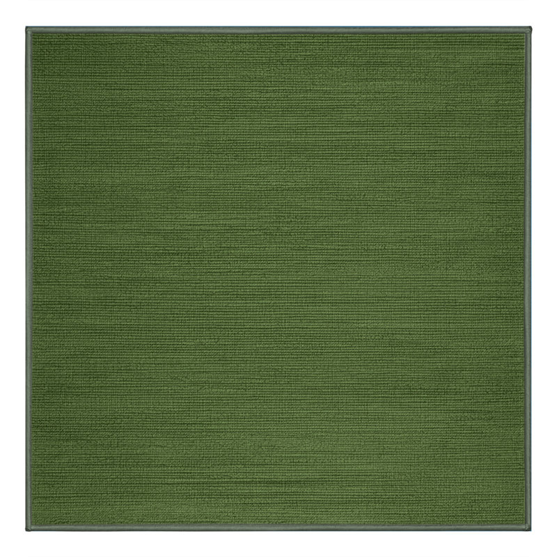 Machine Washable Solid Green Area Rug, Square 6'