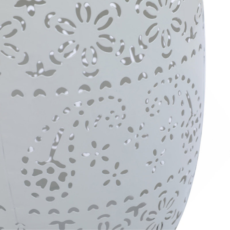 Solar Side Table With Built-In Solar Battery,Stunning Flower Pattern At Night,Eco-Friendly And Energy Efficient Outdoor Furniture Ideal,For Patios Gardens And Backyards(White)