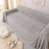 Solid Color Minimalist Cotton Fleece Couch Cover