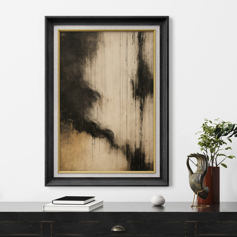 Œuvre encadrée de qualité supérieure - reproduction d'art abstrait pour décoration de salon - 26 po x 36 po, Noir