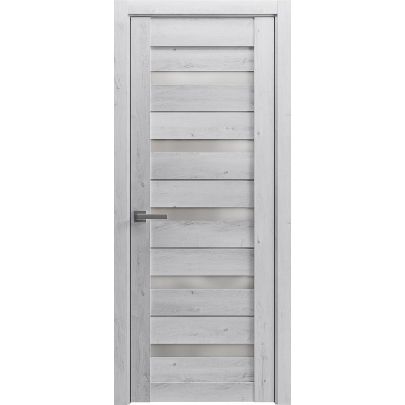 Porte française solide | Verre givré Quadro | Poignée simple à panneau régulier | Portes de salle de bain et de chambre à coucher