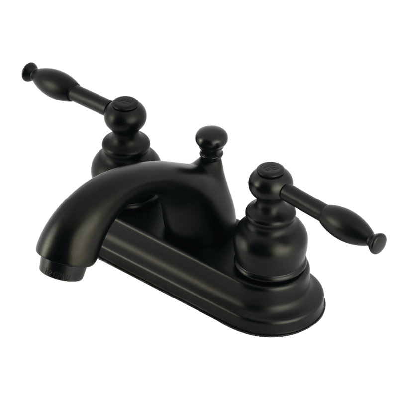 Knight Centerset Bathroom Faucet with Pop-Up Drain, Matte Black
