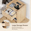 Ensemble de 2 tables de chevet en rotin, tables de chevet modernes avec station de charge, port USB, port Type-C pour chambre à coucher, salon