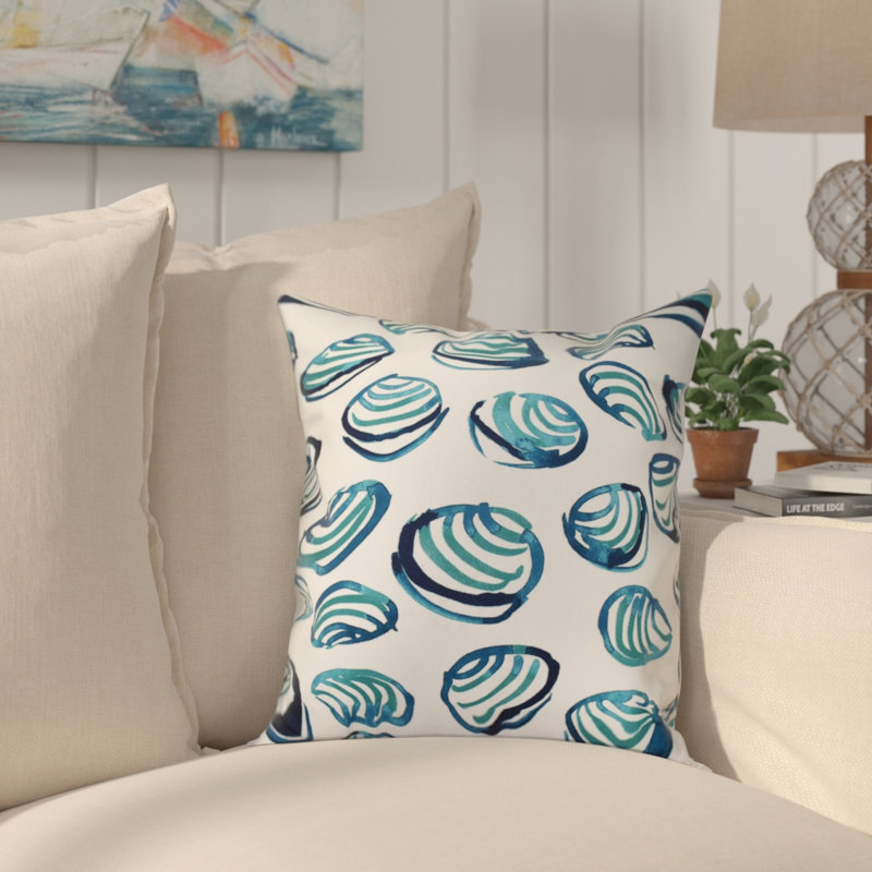 Coussin extérieur Rocio Clams, Bleu sarcelle, H 16 po x l 16 po
