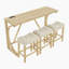 Ensemble de table et de chaises 4 pièces, table de salle à manger étroite avec prise de courant, 3 tabourets rembourrés-1352087966-1352087964