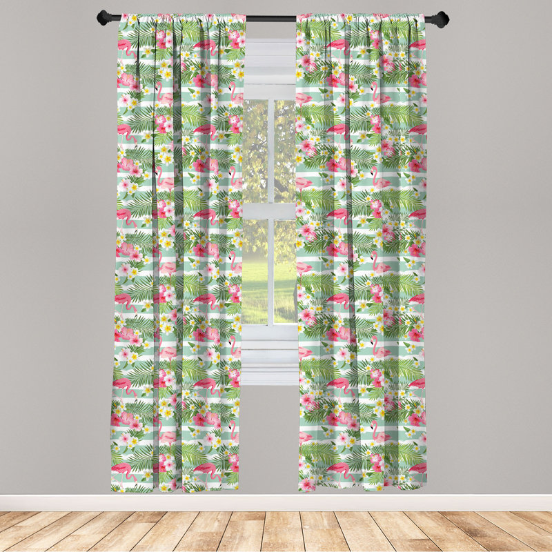 Flamingo Floral Semi-Sheer Rod Pocket Sliding Panel, 28" x 95"