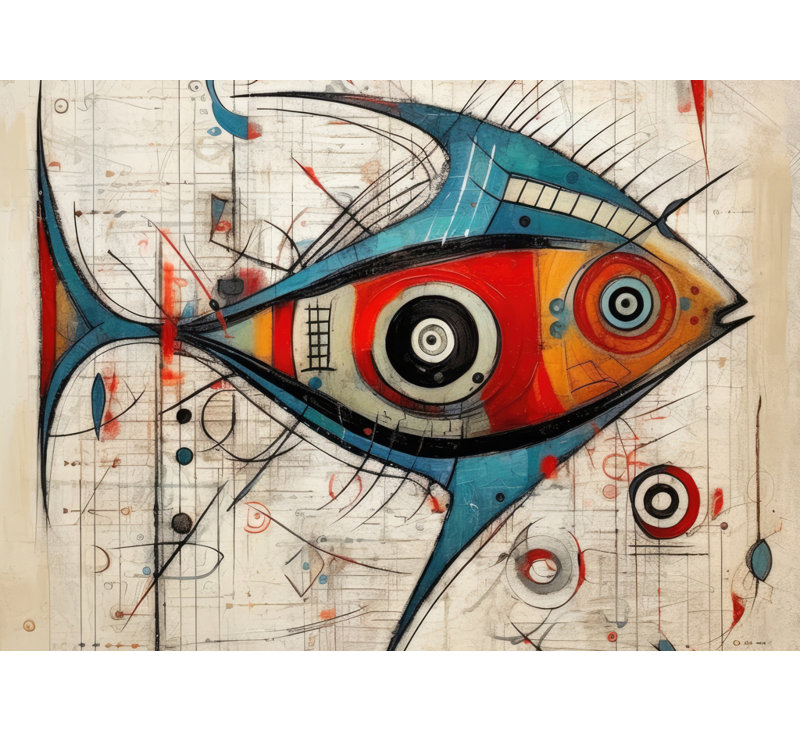 Abstrait poisson - Bureau, animaux aquatiques, décor de toile encadrée