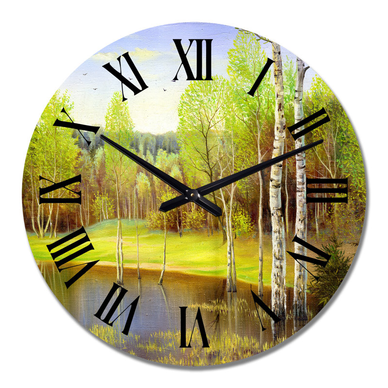 Beautiful Summer River Green Landscape IV - Horloge murale, Surdimensionné