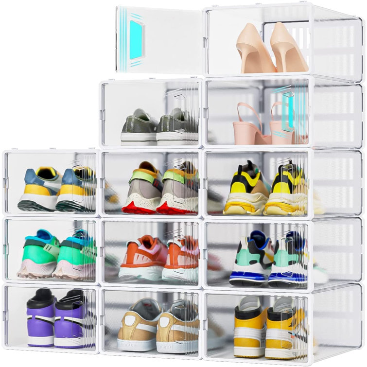 Clemate Acrylic Shoe Box,Set of 5,Extra Large Shoe Storage Boxes Clear  Plastic Stackable,Shoe Containers with Clear door,Shoe Organizer For  Sneaker