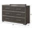 Mobilier de chambre à coucher 1 tiroir contemporain à 6 tiroirs avec détails chromés et finition rustique