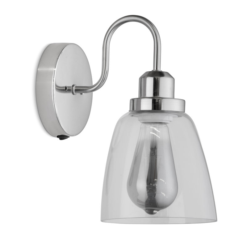 Amiya 1 - Light Dimmable Silver Industrial Style  Switched Armed Sconce