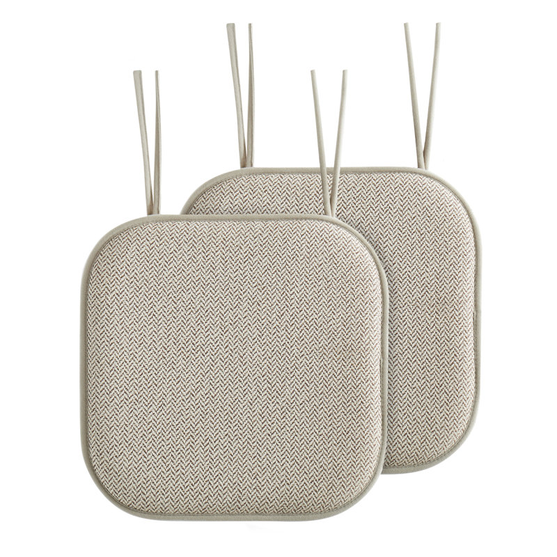 Elegant Comfort Chair Cushion Covers With Ties And Non Skid Rubber Backing-Thick Memory Foam - Soft Cushion Pad- Rounded Square Seat Cover-16 X 16 Inches- Honeycomb Textured Pattern, Set Of 2