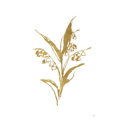 Gold Line Lily Of The Valley I - Wrapped Canvas Print
