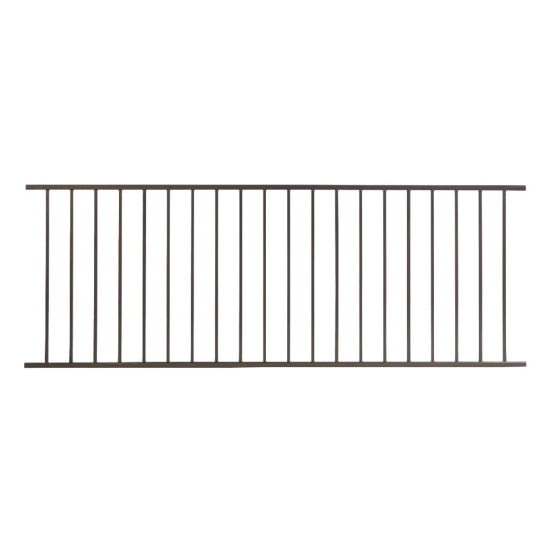 FORTRESS Fe26 2 in. x 45.5 in. Black Steel Railing Line Post with Brackets