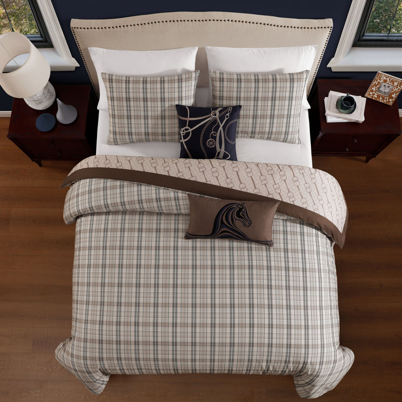 Bebejan Equestrian 5  100% Cotton Sateen Piece Reversible Comforter Set, King Comforter + 4 Additional Pieces