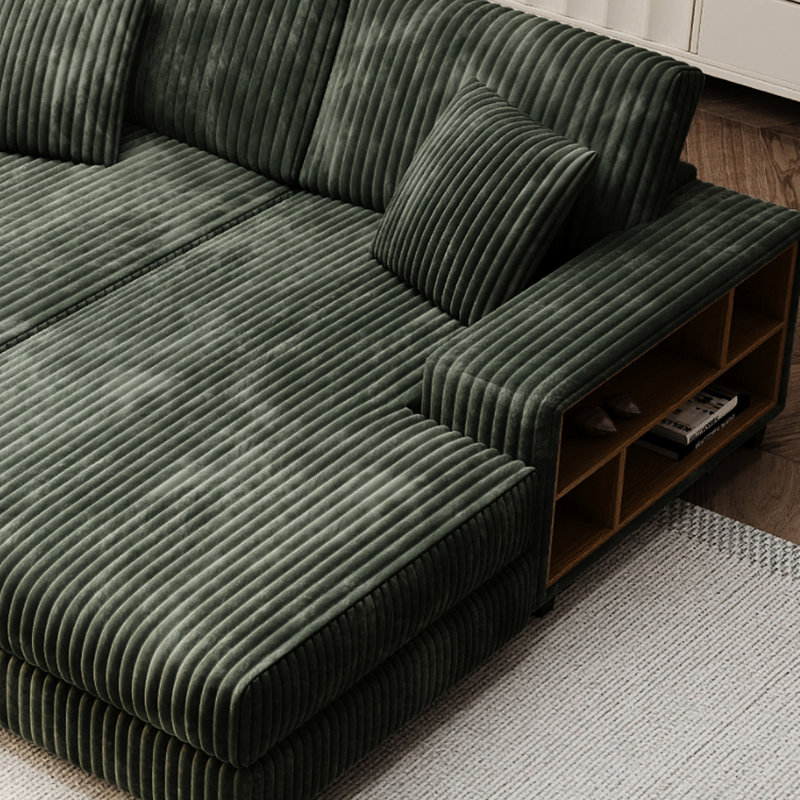 Chaise modulaire confortable, double salon avec velours côtelé moelleux et bois, pour le salon, structure de chaise surdimensionnée en bois, confortable