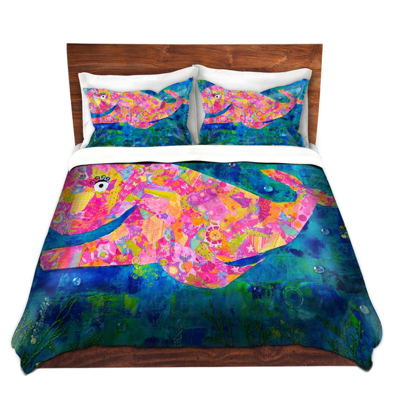 Ensemble de housse de couette wilma the baleine, 1 housse simple + 1 taie standard