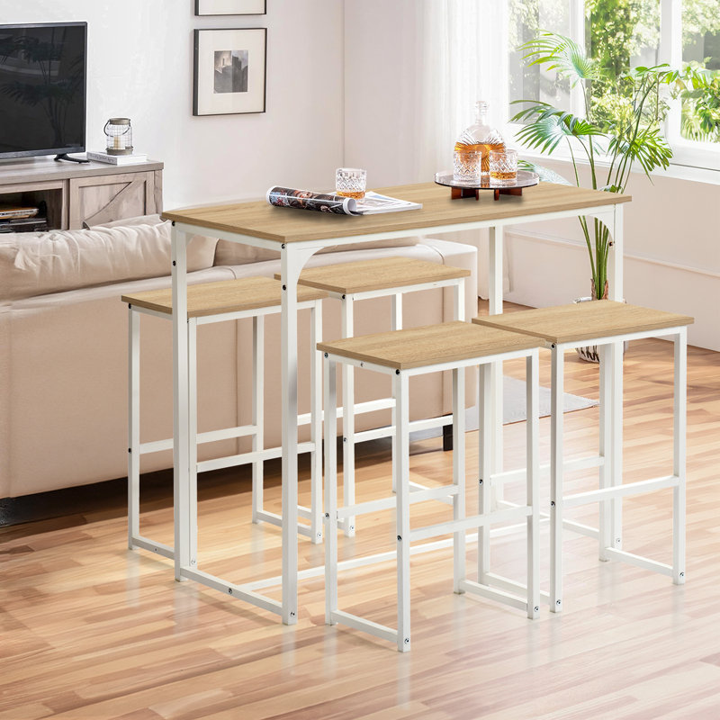 Acord 4 - Person Counter Height Dining Set, White/Beech