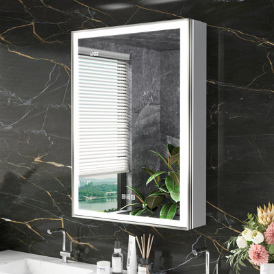 Svenn Dimmable LED Medicine Cabinet with Mirror, Beveled Frame, Defogger, Outlets & USB Ports, Recessed/Surface Mount