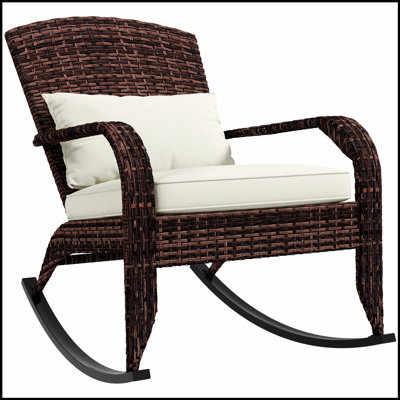 Chaise berçante en osier pour l'extérieur avec dossier haut Outsunny