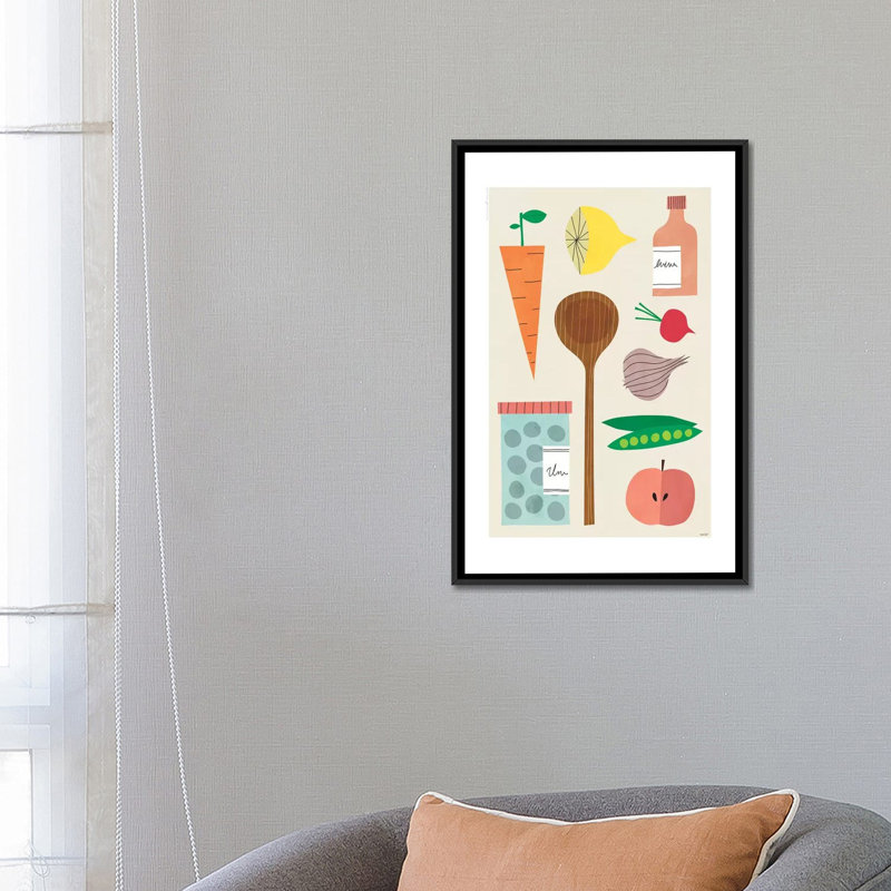 « cuisine décor© cor », impression sur toile, H 26 po x l 18 po x P 1,5 po, Toile avec cadre noir, Pas de tapis