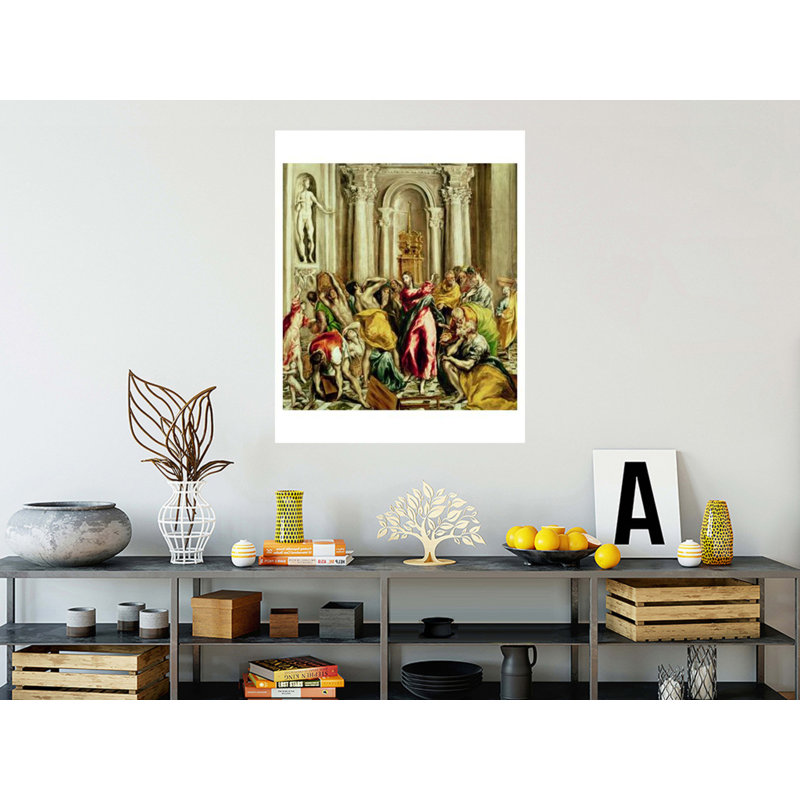 «Jésus chassant les marchands du temple» par El Greco - Impression Giclée, H 40 po x l 32 po