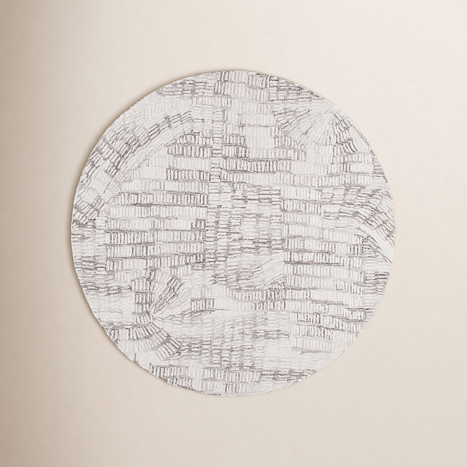 Ashwin Brown Ivory Hand-Tufted Abstract Rug, Round 6'