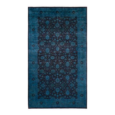 Tapis unique bleu foncé / rouge foncé 8 pi 2 po x 14 pi 3 po Ballina