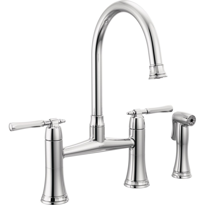 Bridge Kitchen Faucet With Side Spray, Chrome