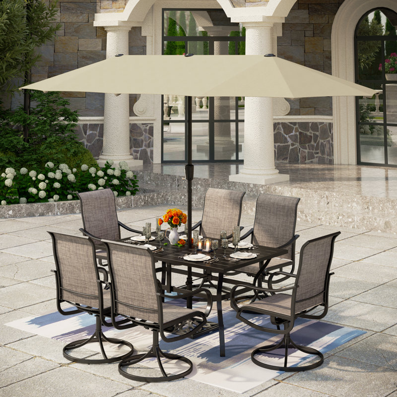 Anran 6 - Person Patio Dining Set with Rectangular Table