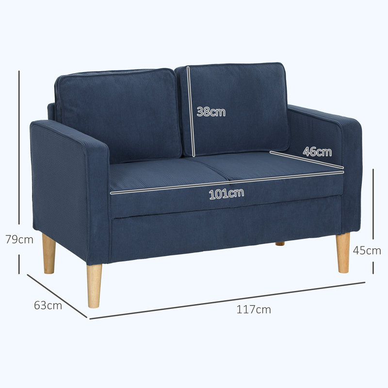 Audriauna 2 Seater Loveseat, Blue