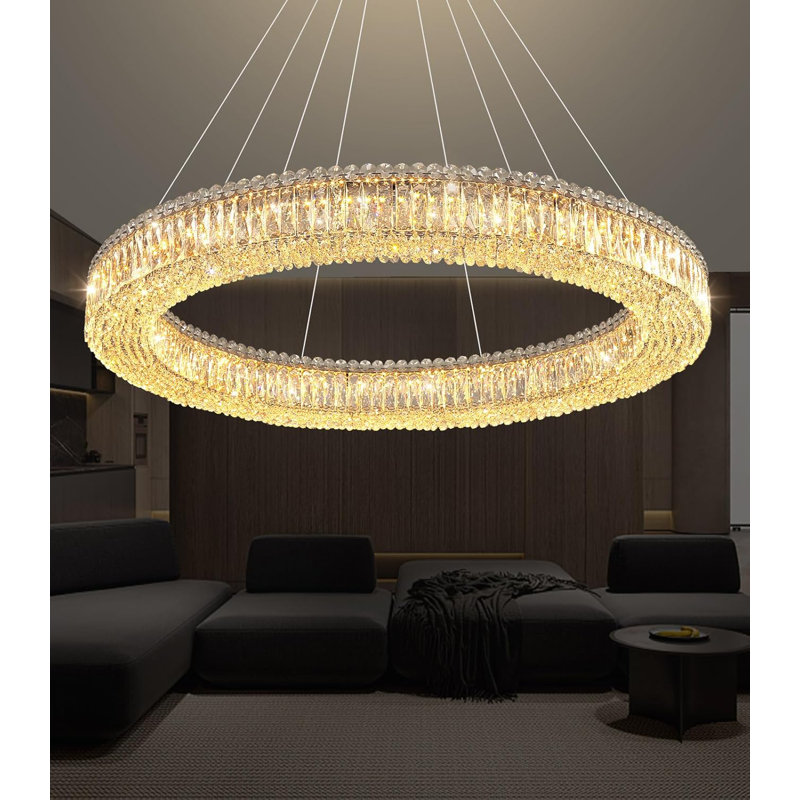 Modern Dimmable Led Crystal Chandelier, Gold