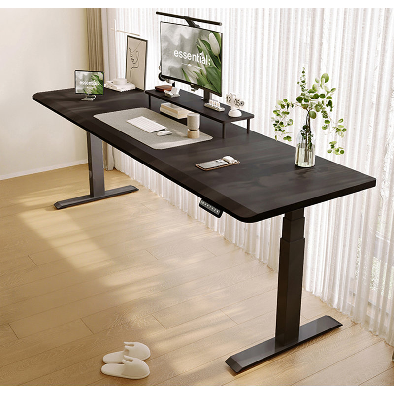 Bureau électrique en bois massif à hauteur réglable, H 25,59 po x l 62,99 po x P 31,5 po