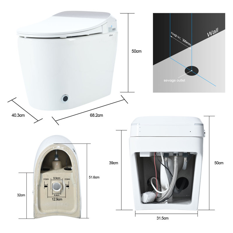 Heated Seat Smart Toilet Soft Cover White