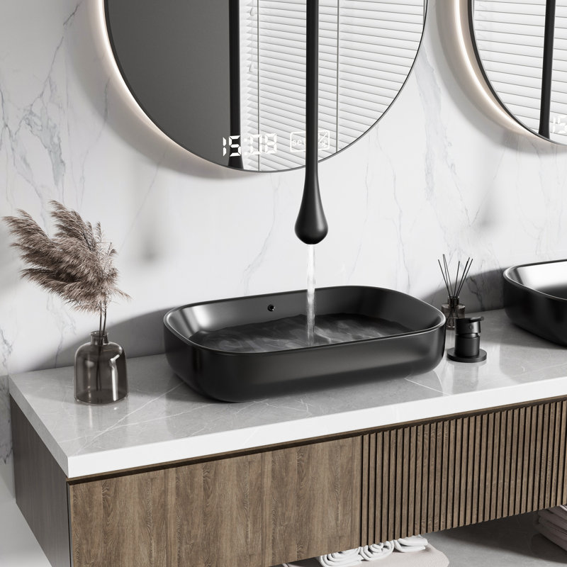Ceiling Mount Bathroom Faucet, Modern Single Lever Vessel Sink Faucet, 2-Handle Concealed Installation, Brushed Gold & Matte Black, Commercial Grade
