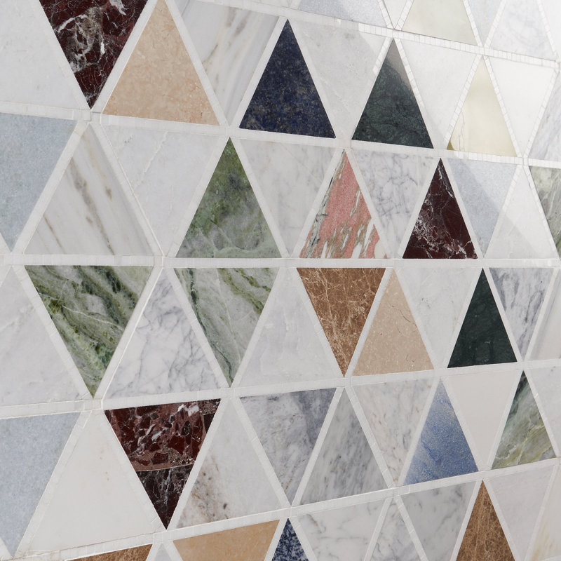 Valerie 6" Triangle Polished Marble Mosaic Tile