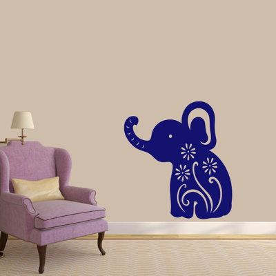 Décalcomanie murale éléphant floral