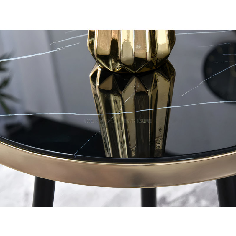 Hooli Three Leg Coffee Table, Black marble-golden-black