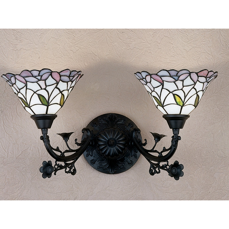 Applique à bras en bronze acajou à intensité variable à 2 lumières Daffodil Bell