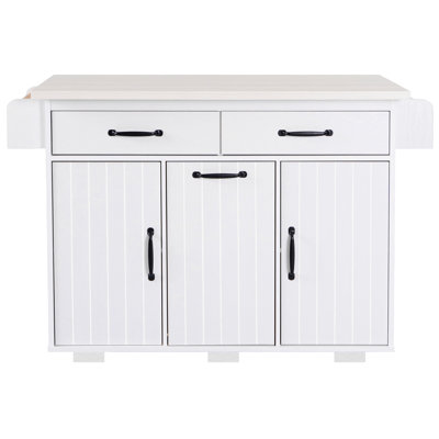 Kitchen Island With Trash Can Storage Cabinet, Kitchen Cart With Drop Leaf, Spice Rack, Towel Rack And Drawer, Rolling Kitchen Island On Wheels With A by Ophelia & Co.