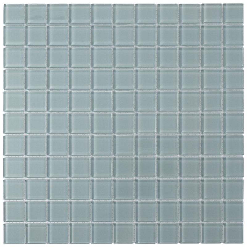 1" x 1" Polished Glass Mosaic Tile, Chic Gray