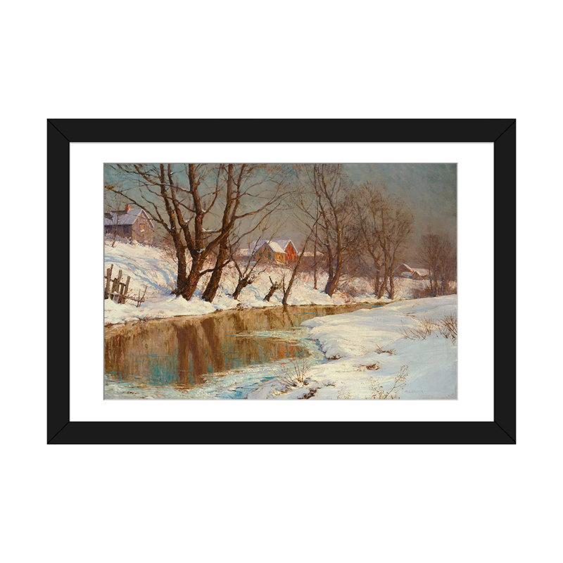 «Winter Morning», impression sur toile, Papier d'art encadré noir, Blanc, H 16 po x l 24 po x P 1 po